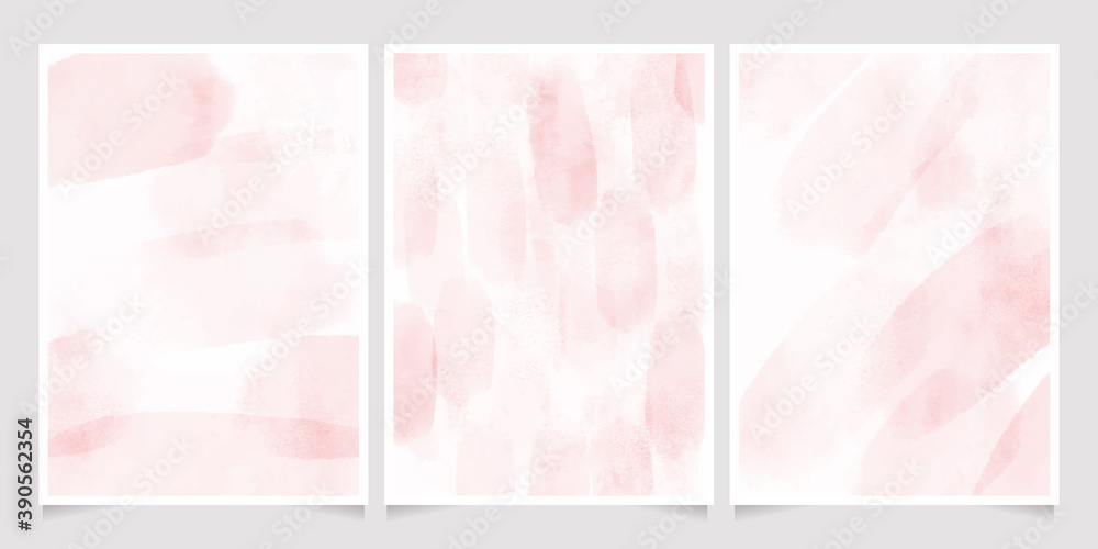 pink watercolor wet wash splash 5x7 invitation card background template collection