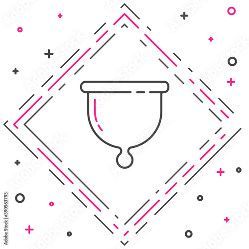 Line Menstrual cup icon isolated on white background. Feminine hygiene. Protection for woman in critical days. Colorful outline concept. Vector.