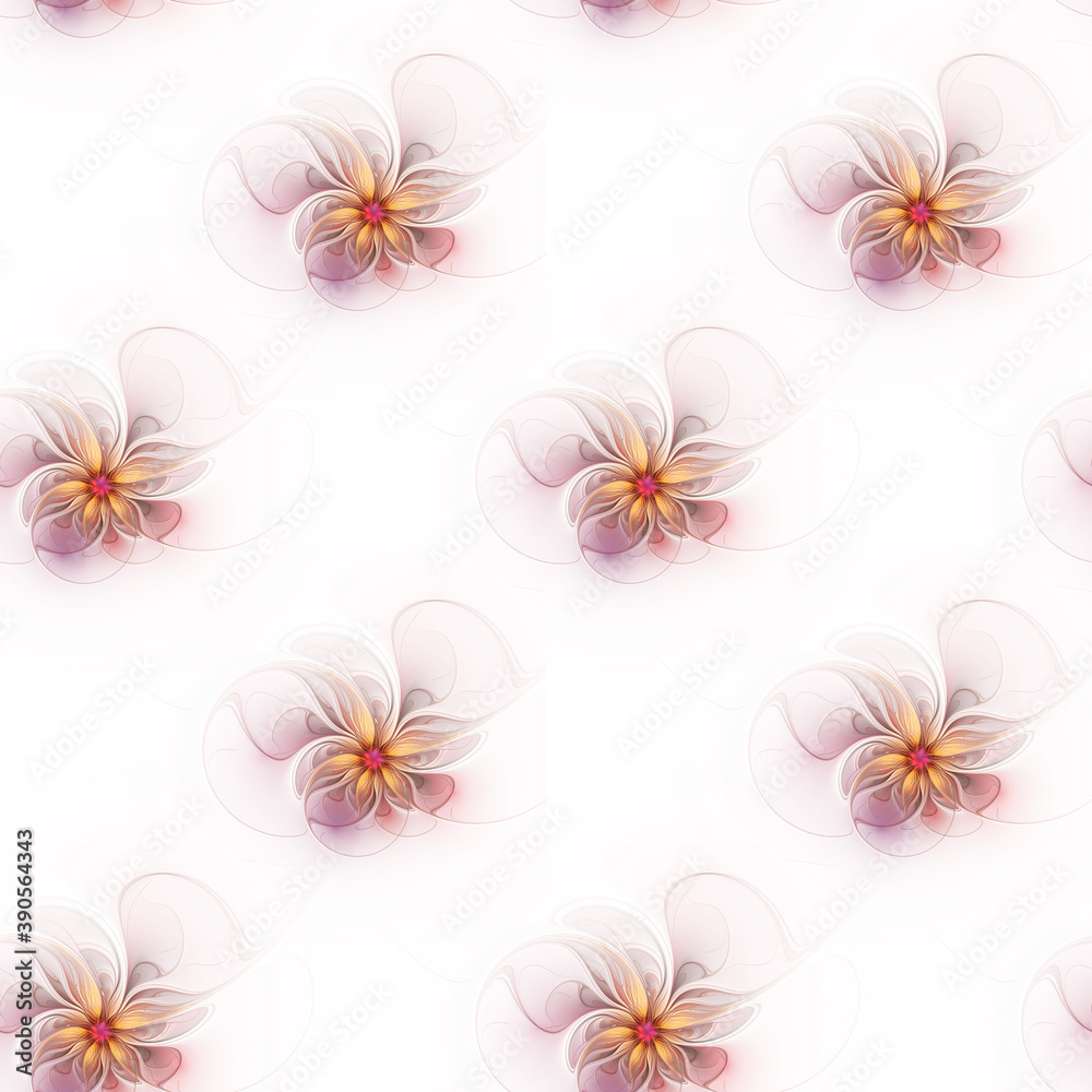 Seamless pattern with beautiful fractal flowers on a white background Seamless pattern with beautiful fractal flowers on a white background