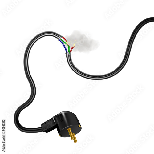 Broken Cable Electricity Current And Smoke Vector