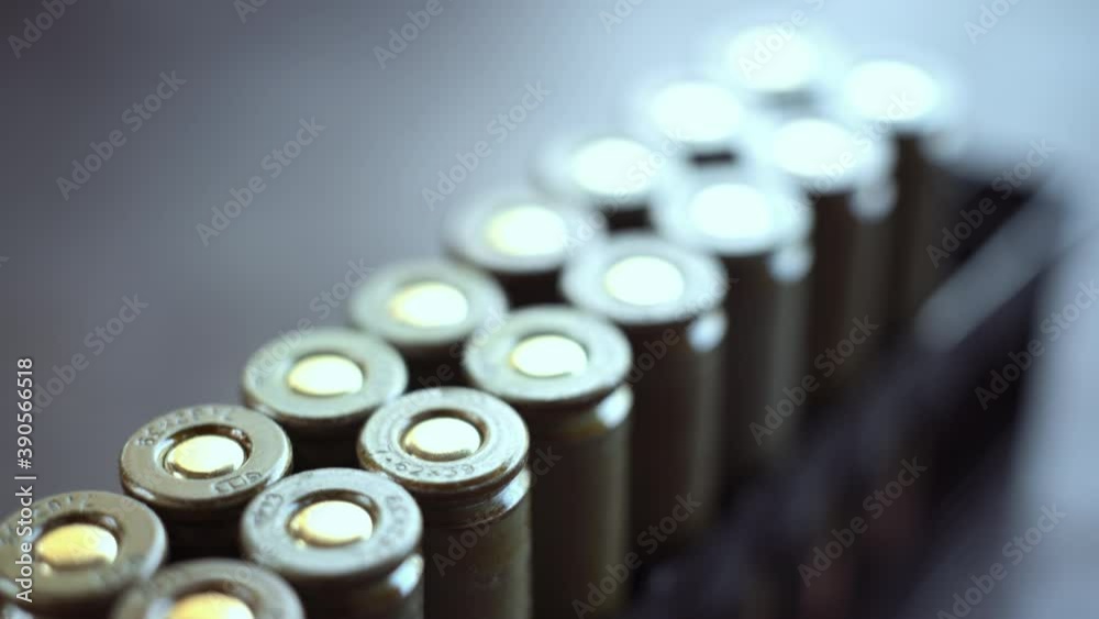 Bullets in packaging on the table. Close-up. Bullets in packaging on the table. Close-up.