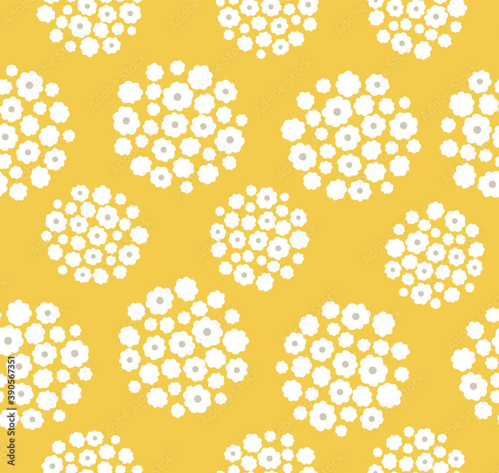 Japanese Bouquet Circle Vector Seamless Pattern