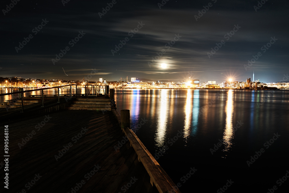 Night scape of Oslo, Norway. Shot from Bygdøy at the Fram museum. Night scape of Oslo, Norway. Shot from Bygdøy at the Fram museum.