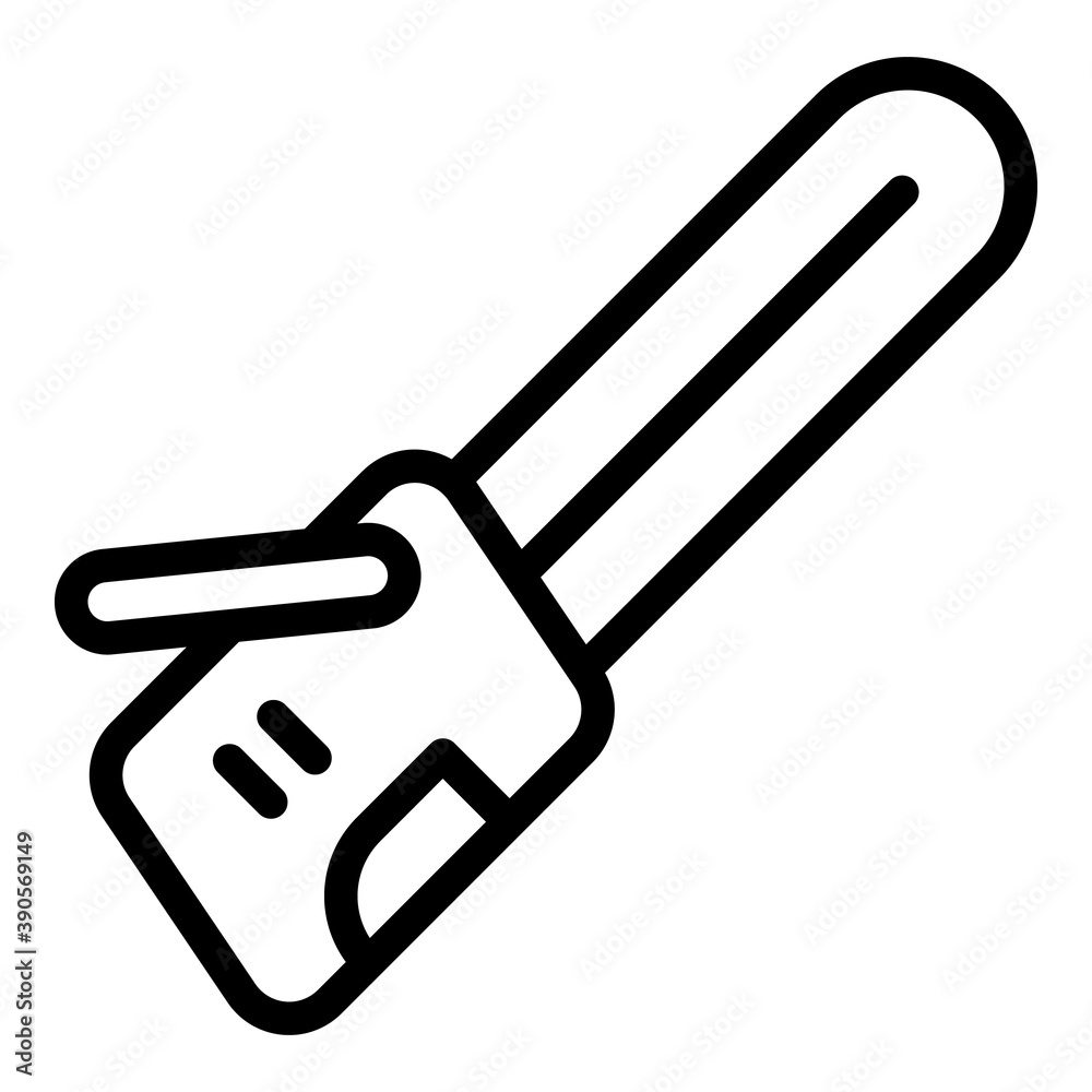 Electric chainsaw icon. Outline electric chainsaw vector icon for web design isolated on white background Electric chainsaw icon. Outline electric chainsaw vector icon for web design isolated on white background