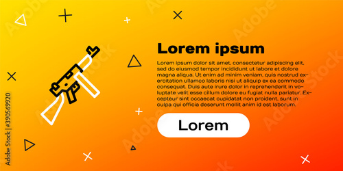 Line Thompson tommy submachine gun icon isolated on yellow background. American submachine gun. Colorful outline concept. Vector.