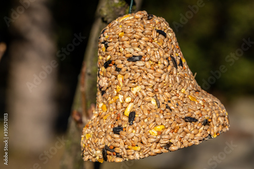 Bell from various grains, a delicacy for all the birds in the garden