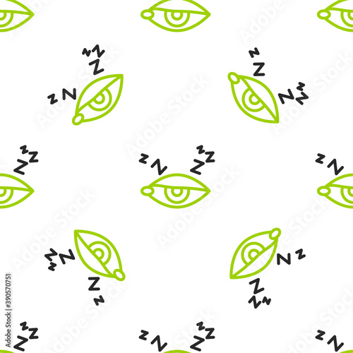 Line Insomnia icon isolated seamless pattern on white background. Sleep disorder with capillaries and pupils. Fatigue and stress. Vector.