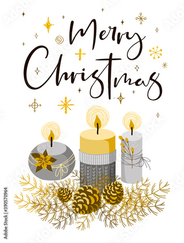 Christmas card with candles.