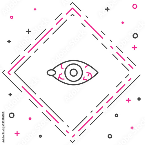 Line Reddish eye due to viral, bacterial or allergic conjunctivitis icon isolated on white background. Colorful outline concept. Vector.