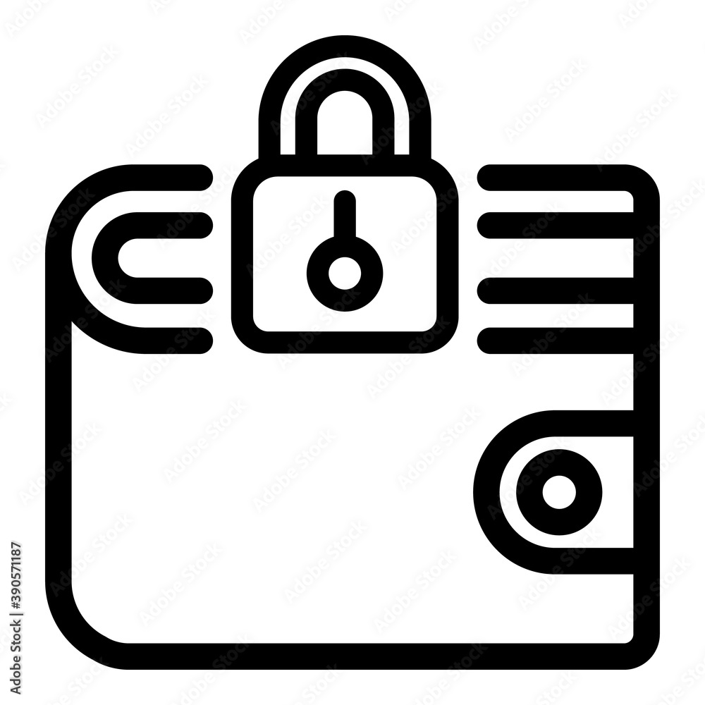 Wallet lock icon. Outline wallet lock vector icon for web design isolated on white background Wallet lock icon. Outline wallet lock vector icon for web design isolated on white background