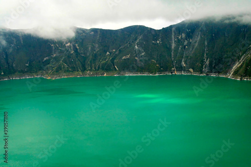 Lake-filled Quilotoa Caldera, Laguna del Quilotoa, Ecuadorian Andes, Ecuador, America