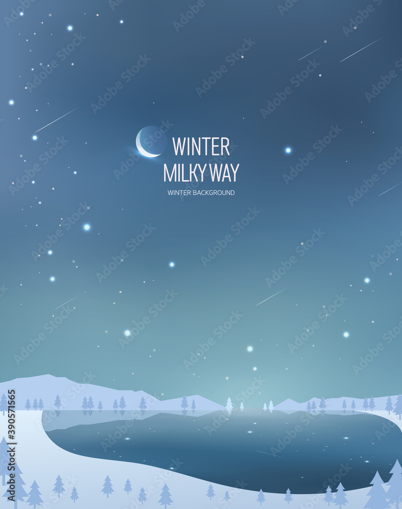 Winter Background Illustrator : winter milkyway