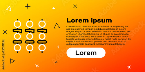 Line Grilled shish kebab on skewer stick icon isolated on yellow background. Meat kebab on skewer stick. Picnic with grilled meat. Colorful outline concept. Vector.