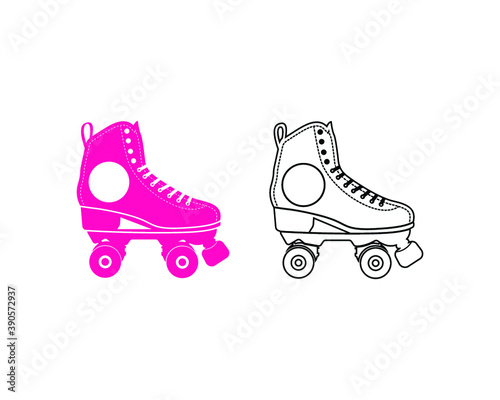 Roller Skate Vector Symbol Icon Illustration, Roller Skate Split Logo, Roller Skate Circle Monogram