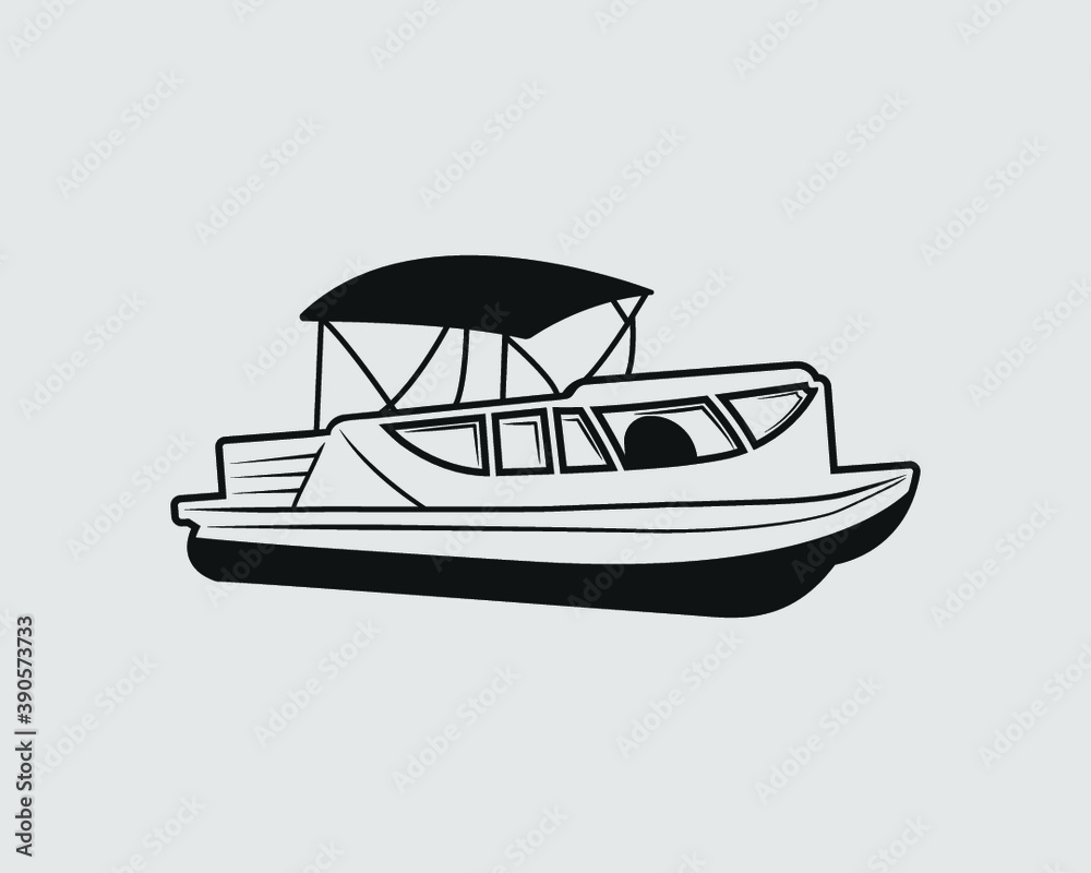 Pontoon Boat Sign Symbol Icon Logo Printable Vector Illustration