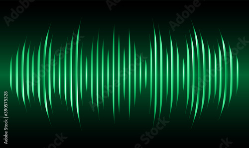Sound waves oscillating dark green light 