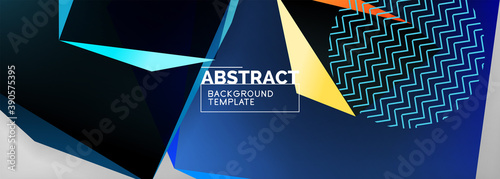 Low poly 3d geometric shapes, minimal abstract background. Vector illustrations for covers, banners, flyers and posters and other