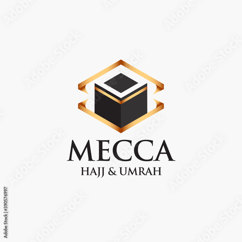Kaaba Hajj Tour and travel vector logo template design