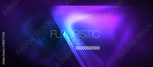 Neon geometric abstract background. Triangles with color glowing light effects in the dark. Vector illustration for covers, banners, flyers and posters and other