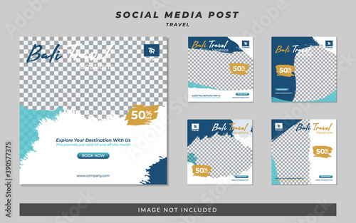 Set of social media travel post template