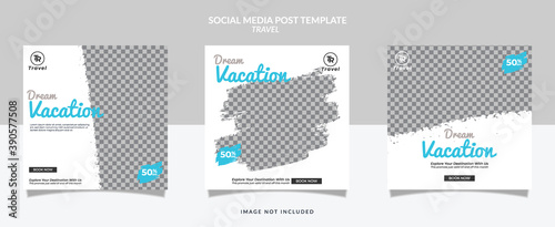 Set of social media travel post template