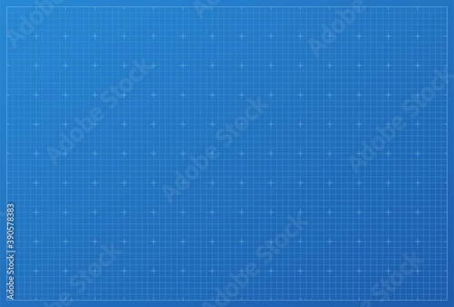 Blueprint background. Blue paper print with white grid pattern vector illustration. Drawing sheet for architecture or measure in engineering, technology or business. Modern graphic project