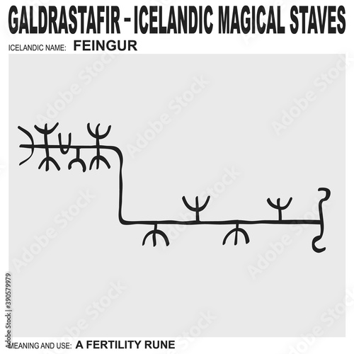 vector icon with ancient Icelandic magical staves Feingur. Symbol means and is used like fertility rune