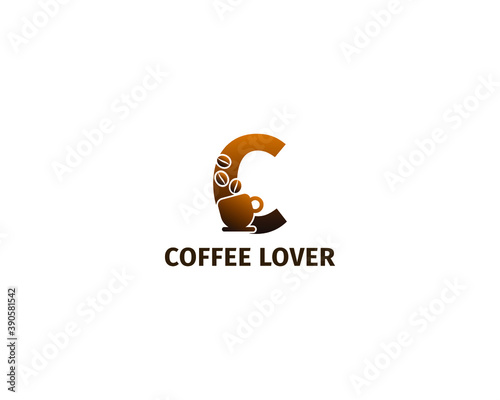 letter C coffe and cup logo template