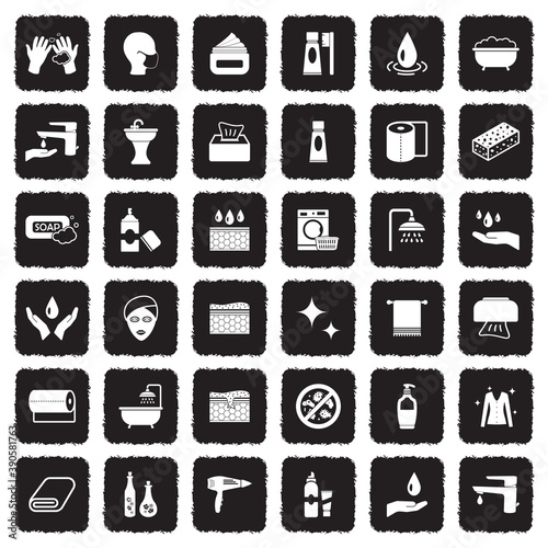 Wallpaper Mural Hygiene Icons. Grunge Black Flat Design. Vector Illustration. Torontodigital.ca