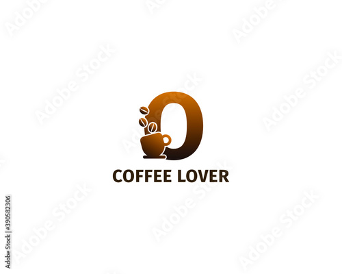letter O coffe and cup logo template