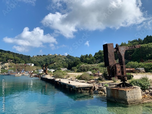 an abandoned military base on the island of Sazan in Albania