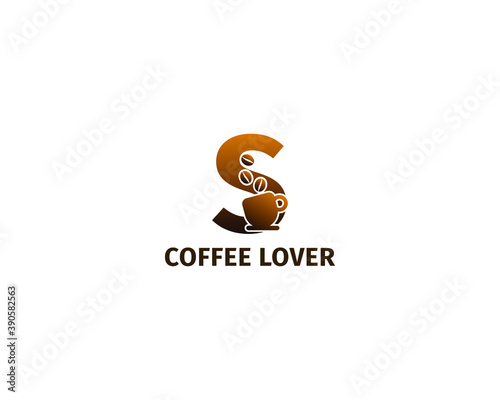 letter S coffe and cup logo template