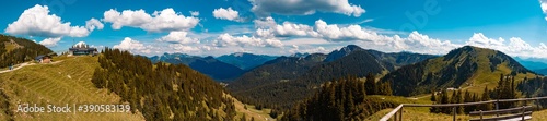 High resolution stitched panorama of a beautiful alpine view at the Wallberg near the famous Tegernsee, Bavaria, Germany