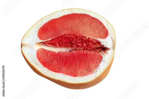 Quadro em tela half of fresh juice ripe grapefruit isolated on white background