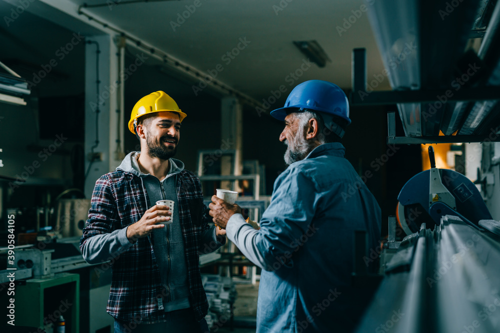 industrial workers on lunch break industrial workers on lunch break