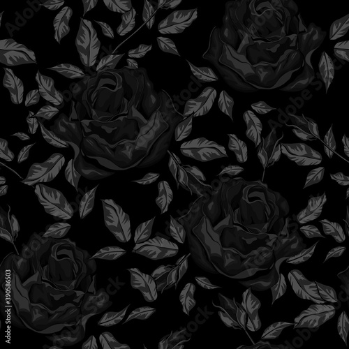 Vintage flowers and leaves. A bouquet of roses. Seamless patterns. Isolated vector illustrations.