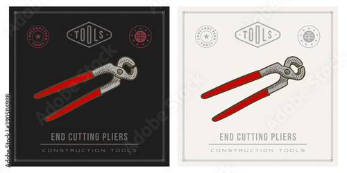 End cutting pliers vector illustration