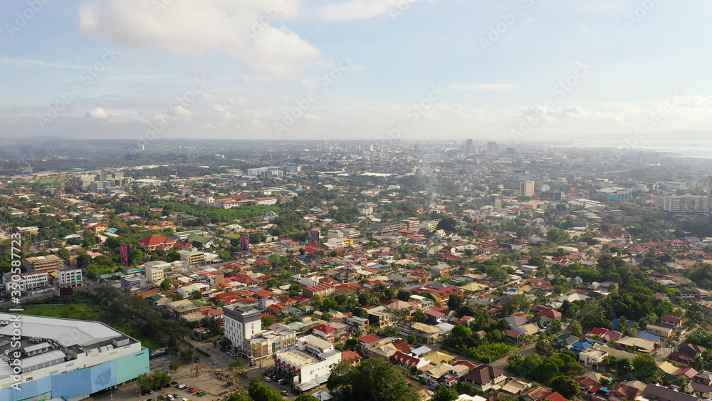 Fototapeta premium Residential area with dense development in Davao city. The third-most populous metropolitan area in the Philippines.