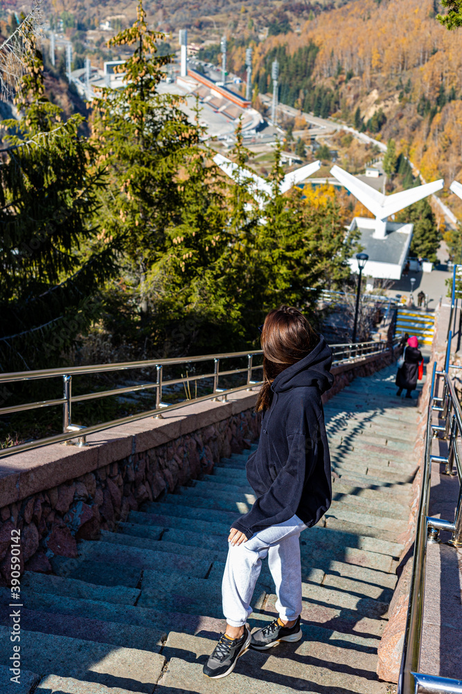 Health ladder of eight hundred steps in the mountains of Zailisky Alatau