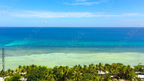 Beautiful tropical beach and turquoise water view from above. Bohol, Anda, Philippines. Summer and travel vacation concept.