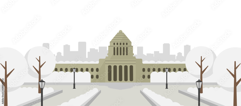 日本の国会議事堂 正面イラスト 冬 雪景色 Stock Vector Adobe Stock 日本の国会議事堂 正面イラスト 冬 雪景色 Stock Vector Adobe Stock