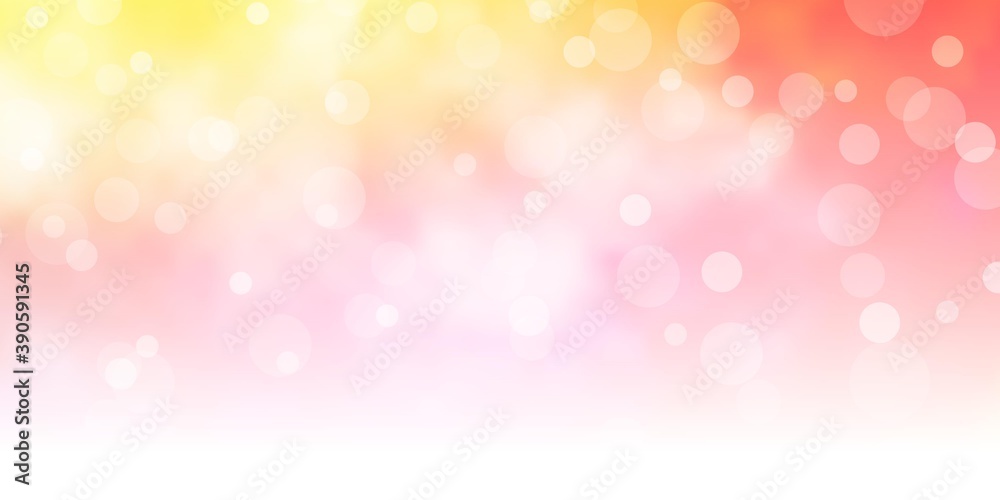 Light Pink, Yellow vector texture with circles.