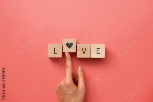 Wooden blocks with the word love on it