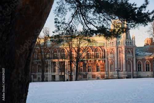Photography View of the Grand Palace in Tsaritsyno park in Moscow