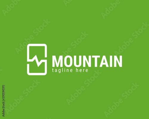 Moutain logo, line art design vector