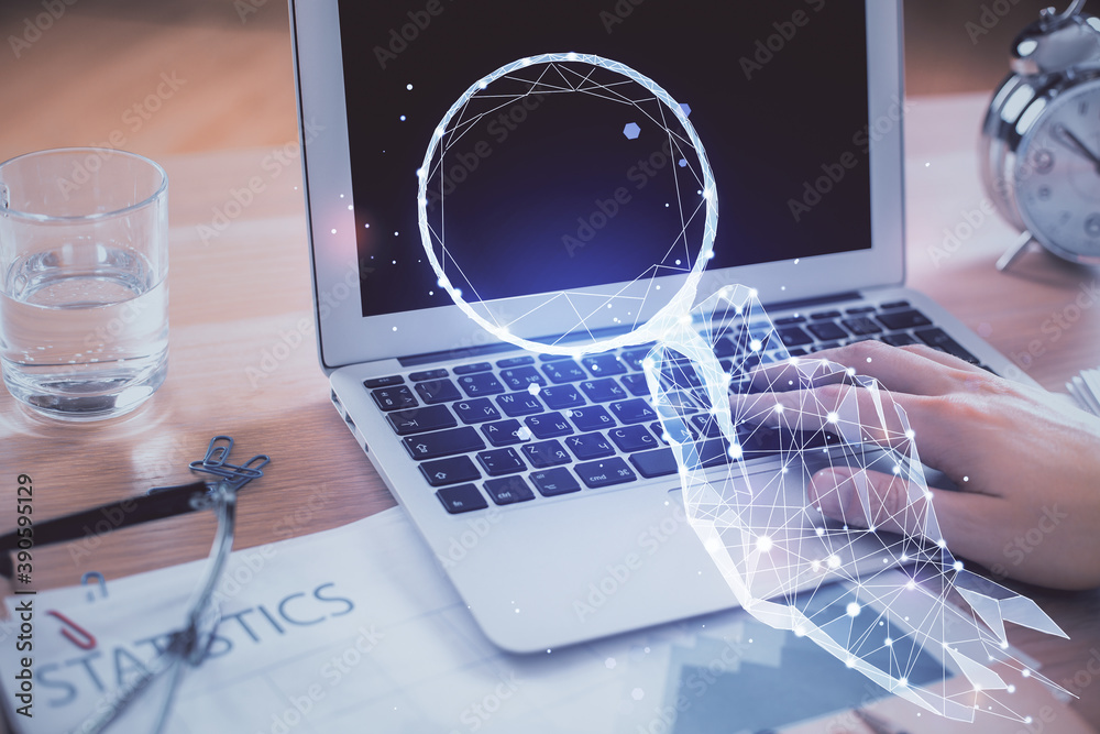 Start up drawings with businessman working on computer on background. Teamwork concept. Double exposure. Start up drawings with businessman working on computer on background. Teamwork concept. Double exposure.