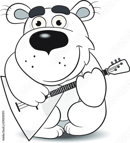 Bear playing balalaika coloring book for kids