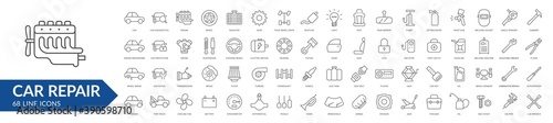 Car repair line icon set. Isolated signs on white background. Services & car parts & toolsVector illustration. Collection