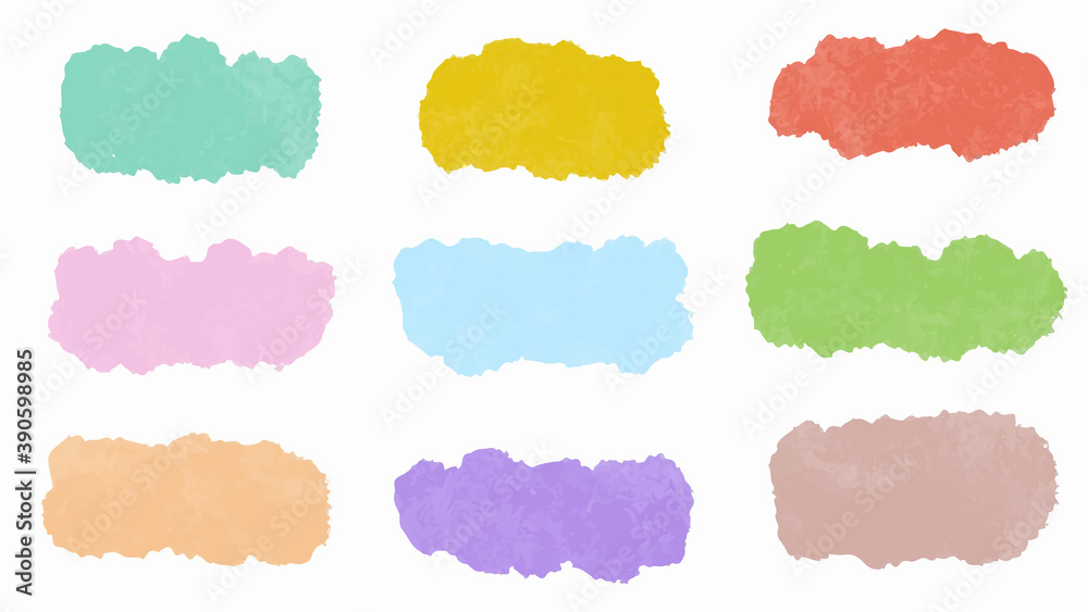 Set of pastel colorful watercolor brush isolate on white, vector.