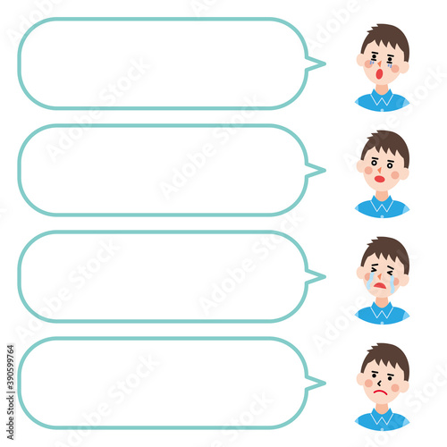 アイコンと吹き出し_20代男性2　（主線なしフラット）